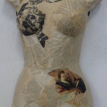 「buste lisez-moi」というタイトルの彫刻 Evelyne Dominaultによって, オリジナルのアートワーク, ミックスメディア