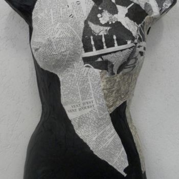 Sculpture intitulée "buste vent d'est ve…" par Evelyne Dominault, Œuvre d'art originale, Techniques mixtes