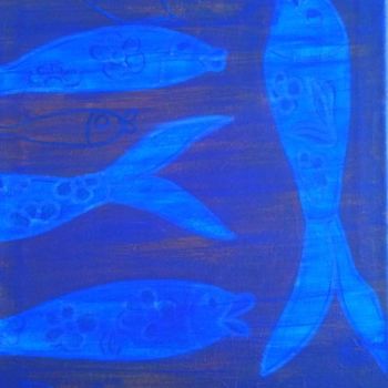 Painting titled "Les sardines bleues" by Eve.J, Original Artwork, Acrylic
