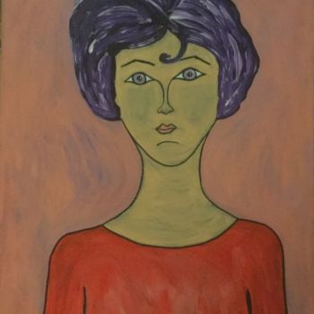 Peinture intitulée "La femme aux cheveu…" par Eve.J, Œuvre d'art originale, Acrylique