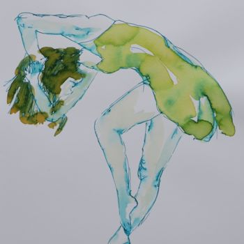 Disegno intitolato "Equilibre" da Evelyne Michel, Opera d'arte originale, Inchiostro