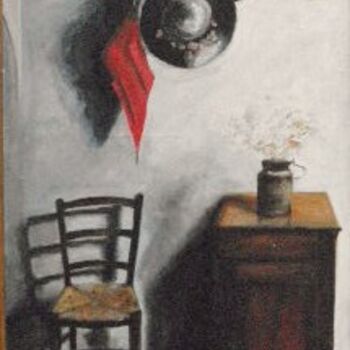 Painting titled "Un parapluie" by Evelyne Moulédous, Original Artwork, Oil