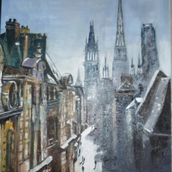 Painting titled "ROUEN" by Evelyne Pichon, Original Artwork, Oil