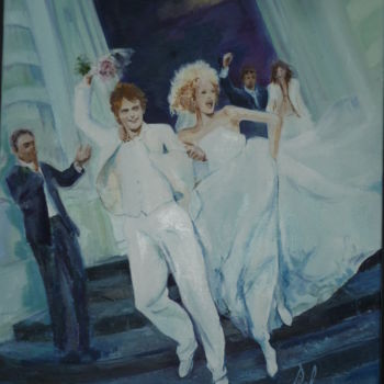 Peinture intitulée "Les mariés" par Evelyne Pichon, Œuvre d'art originale, Huile