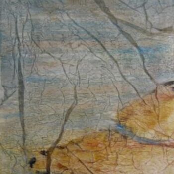 Pintura intitulada "au dela du rivage" por Evelyn Losier, Obras de arte originais, Óleo