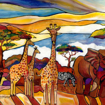 Картина под названием "african-serengeti-l…" - Everett Spruill, Подлинное произведение искусства