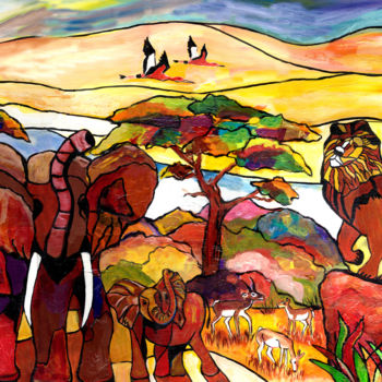 Painting titled "african-serengeti-r…" by Everett Spruill, Original Artwork