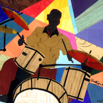 Pintura titulada "jazz-drummer-2012-h…" por Everett Spruill, Obra de arte original