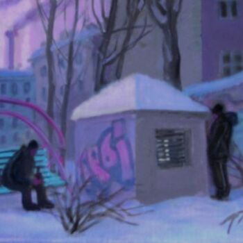 Картина под названием "двор" - Надежда Эверлинг, Подлинное произведение искусства
