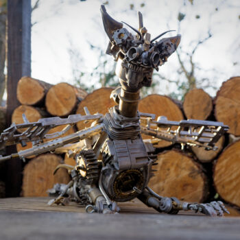 Sculpture titled "Dragon" by Evgen Dobrovol S Kij, Original Artwork, Metals