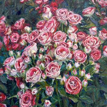 Pintura intitulada "Bouquet of roses" por Evgenii, Obras de arte originais, Óleo Montado em Armação em madeira