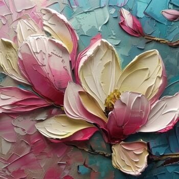 Картина под названием "Цветущая магнолия" - Евгения Дувакина, Подлинное произведение искусства, Масло