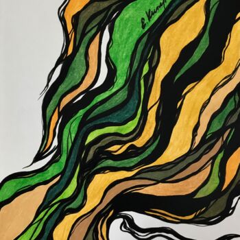Картина под названием "Jungle" - Evgenia Kiperiya, Подлинное произведение искусства, Цветные карандаши