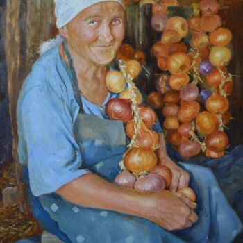 「Бабушка Шура」というタイトルの絵画 Евгения Матвееваによって, オリジナルのアートワーク, オイル