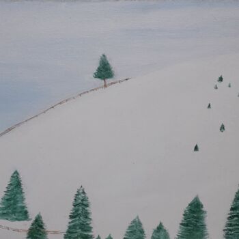 Painting titled "Lonely pine" by Evgeniia Pencheva, Original Artwork, Oil