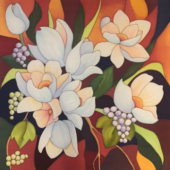 Pintura titulada "Grapes and flowers" por Evgenia Petrova, Obra de arte original, Otro