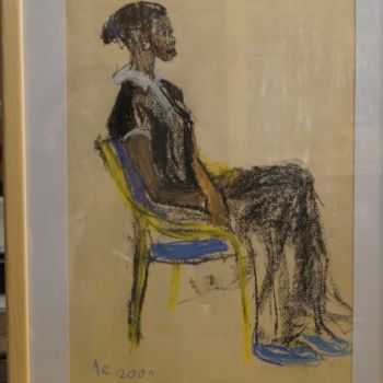 Peinture intitulée "Kubanerin auf blaue…" par Evgenia Petrova, Œuvre d'art originale, Gouache