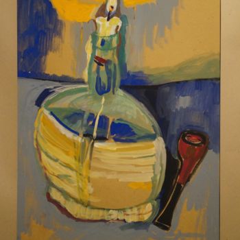 제목이 "a candle"인 미술작품 Evgenia Petrova로, 원작, 구아슈