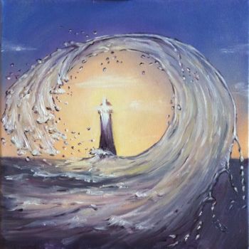 Painting titled "Wave" by Evgenia Petrova, Original Artwork, Oil