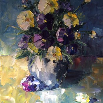 Painting titled "Bunch of flowers" by Evgenia Petrova, Original Artwork, Oil