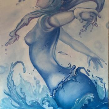 Painting titled "The Elements: Water" by Evgenia Petrova, Original Artwork, Oil