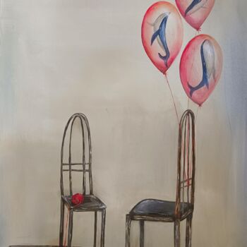 Картина под названием "Il Dialogo" - Evgenia Smirnova, Подлинное произведение искусства, Масло Установлен на Деревянная рама…