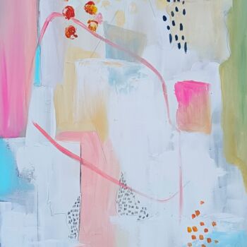 제목이 "Astratto Rosa Chiar…"인 미술작품 Evgenia Smirnova로, 원작, 기름 나무 들것 프레임에 장착됨