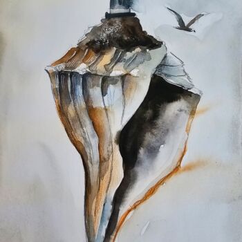 Painting titled "Cuore Del Oceano (p…" by Evgenia Smirnova, Original Artwork, Watercolor