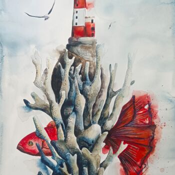 Peinture intitulée "Fra I Coralli 2" par Evgenia Smirnova, Œuvre d'art originale, Aquarelle