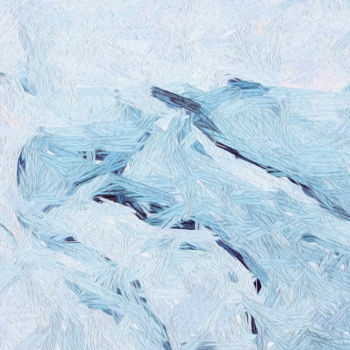 Painting titled "Abstraction blue wa…" by Ievgeniia Bidiuk, Original Artwork, Oil