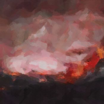 Картина под названием "Fire in the firepla…" - Ievgeniia Bidiuk, Подлинное произведение искусства, Акрил