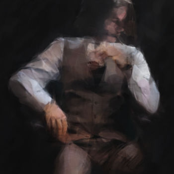 Painting titled "The gentleman in th…" by Ievgeniia Bidiuk, Original Artwork, Acrylic