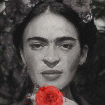 Pittura intitolato "Frida Kahlo de Rive…" da Ievgeniia Bidiuk, Opera d'arte originale, Acrilico