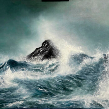 Pittura intitolato "OCEAN BREATHING" da Evgeniia Artamonova, Opera d'arte originale, Olio Montato su Telaio per barella in l…