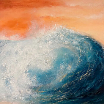 Pittura intitolato "Ocean Energy" da Evgeniia Artamonova, Opera d'arte originale, Olio Montato su Telaio per barella in legno