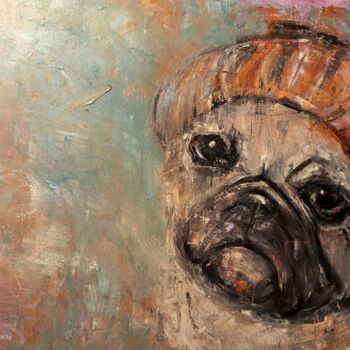 Painting titled "Deniza dog" by Evgeniia Denisova (denizajart), Original Artwork, Oil
