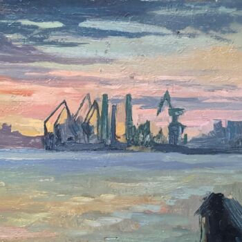 Peinture intitulée "Южный порт. Носталь…" par Evgeniia Grechanovskaia, Œuvre d'art originale, Huile