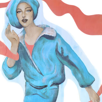 Dibujo titulada "girl in blue suit a…" por Evgeniia Karpacheva, Obra de arte original, Acrílico