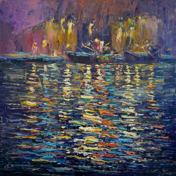 Pintura intitulada "Lights of the night…" por Evgeniya Polyudova, Obras de arte originais, Óleo