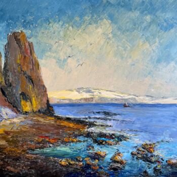 Painting titled "Low tide on the Pac…" by Evgeniya Polyudova, Original Artwork, Oil