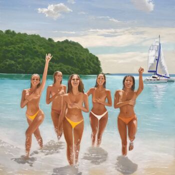 ORIGINAL OIL PAINTING "BEACHGIRLS " - 70X80 CM (2023)