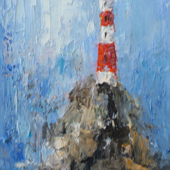 Painting titled "Sea lighthouse" by Evgeniya Zragevskaya, Original Artwork, Oil