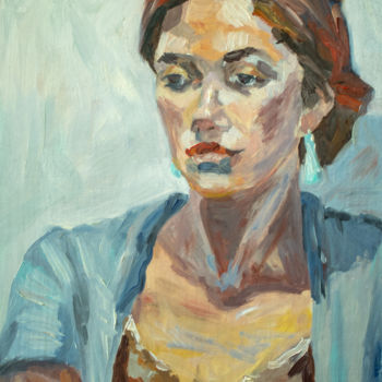 Painting titled "Portrait of a stran…" by Evgeniya Zragevskaya, Original Artwork, Oil