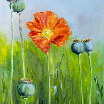 Painting titled "Poppies" by Evgeniya Zragevskaya, Original Artwork, Oil