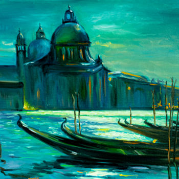 Painting titled "Venice in the moonl…" by Evgeniya Zragevskaya, Original Artwork, Oil