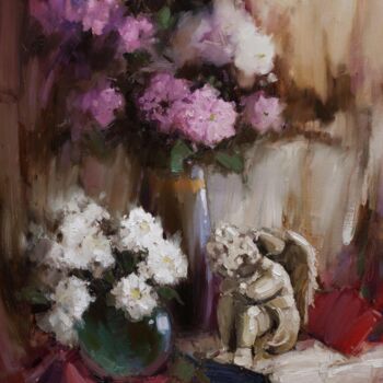 Malerei mit dem Titel "Grief. Floral still…" von Evgeny Burtsev, Original-Kunstwerk, Öl Auf Keilrahmen aus Holz montiert