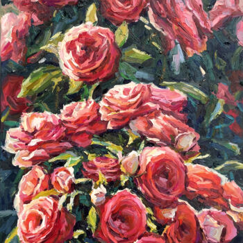 "Red roses" başlıklı Tablo Evgeny Chernyakovsky tarafından, Orijinal sanat, Petrol Ahşap Sedye çerçevesi üzerine monte edilm…