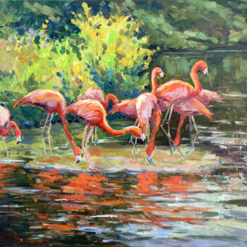 "Flamingo" başlıklı Tablo Evgeny Chernyakovsky tarafından, Orijinal sanat, Petrol Ahşap Sedye çerçevesi üzerine monte edilmiş