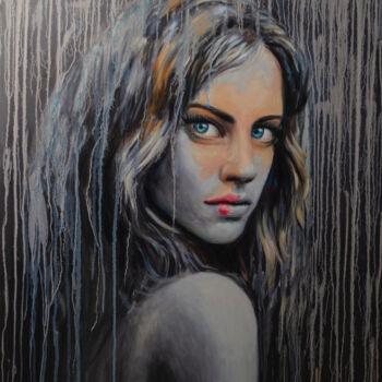 Painting titled "Oil painting “Wild”" by Evgeny Potapkin, Original Artwork, Oil Mounted on Wood Stretcher frame
