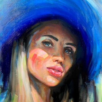 Painting titled "Russian woman in a…" by Evgeny Potapkin, Original Artwork, Oil